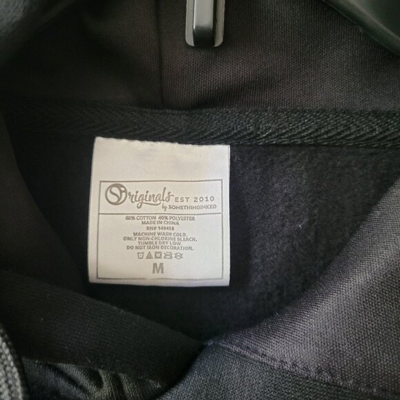 Originals Black Hoodie with Charlotte Hornets Patch Size Medium - Picture 3 of 6